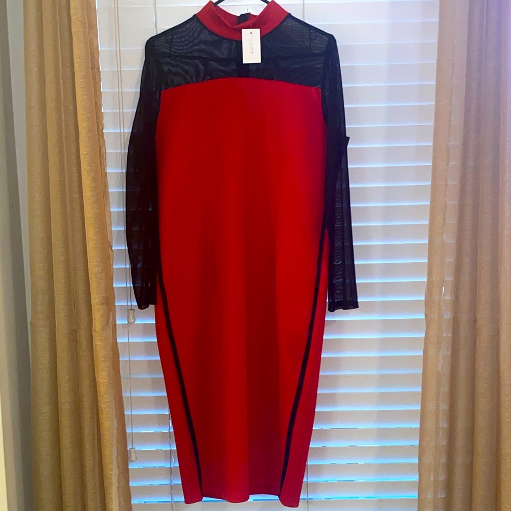 Ashley Stewart SEXY RED DRESS size 2X (14/16) runs small